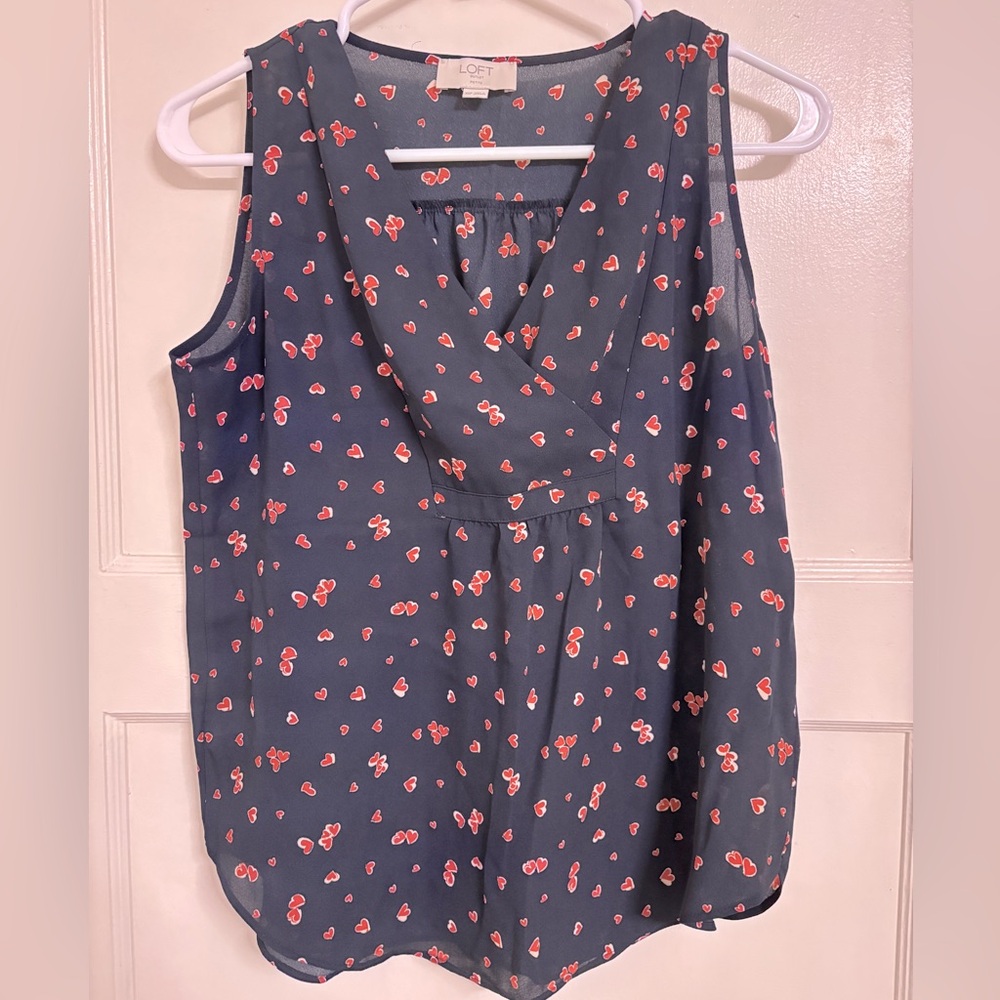 Silky Navy Blue with Red hearts XSP